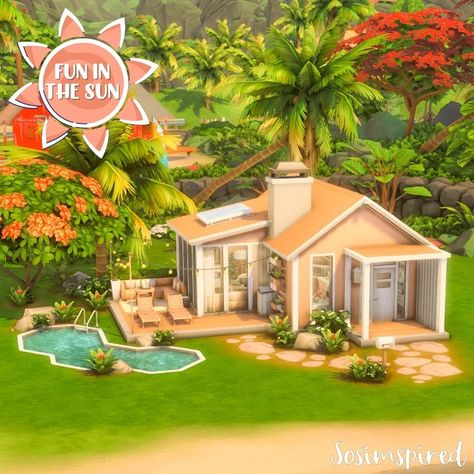 Tiny Home Sims 4, Sulani Homes Sims 4, Sims 4 Houses Layout, Sims Inspiration, Sims Freeplay Houses, Die Sims 4, Tiny House Exterior, Sims 4 Speed Build, Sims 4 House Plans