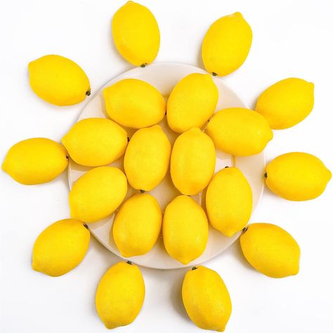 20PCS Small Artificial Lemons, Faux Yellow Lemons 2.4 x 1.8 Inch Fake Lemons for Fake Fruit Bowl Lemonade Party Summer Decor Photo Props Lemonade Party Decorations, Lemon Table Decor, Christmas Party Centerpieces, Fruit Bowl Display, Fake Lemons, Lemon Kitchen Decor, Vegetable Pictures, Yellow Kitchen Decor, Lemon Kitchen