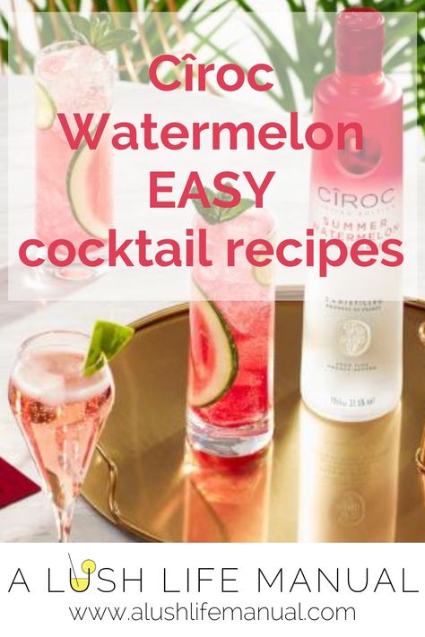 Cîroc Summer Watermelon is taking the world by storm. A delicious take on their premium vodka and it makes amazing cocktails. Here are a few easy cocktail recipes using Cîroc Summer Watermelon #Easy #Recipe #Cocktail #Watermelon #Vodka #Cîroc #Spritz Watermelon Ciroc Mixed Drinks, Watermelon Ciroc Recipes, Ciroc Watermelon Recipes, Ciroc Cocktails, Ciroc Drinks, Cocktail Watermelon, Watermelon Drinks, Mixology 101, Watermelon Margaritas