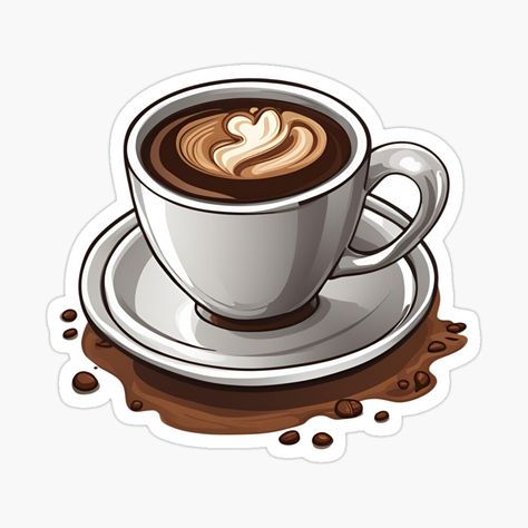 Get my art printed on awesome products. Support me at Redbubble #RBandME: https://www.redbubble.com/i/sticker/Latte-Love-by-RedRosePress/162724388.JCQM3?asc=u Coffee Stickers Aesthetic, Coffee Brown Aesthetic, January Bujo, Bujo Themes, Coffee Theme, Coffee Stickers, Coffeehouse, Decorate Notebook, Love Stickers