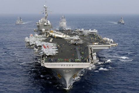 The aircraft carrier USS Kitty Hawk sails with U.S. and Japanese naval vessels in November 2007. China announced plans Tuesday to build a new generation of carriers. 1366x768 Wallpaper, Uss Theodore Roosevelt, Us Navy Aircraft, Navy Day, Go Navy, Navy Aircraft Carrier, Us Navy Ships, Merchant Navy, Naval Force