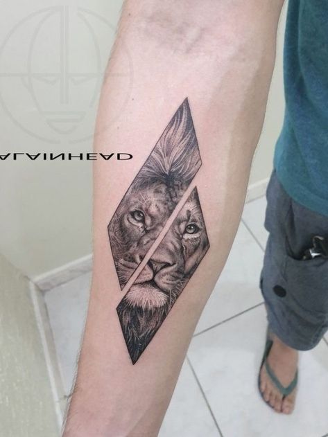 Calf Lion Tattoo Men, Small Lion Tattoo Men Arm, Geometric Lion Tattoo For Men, Best Hand Tattoos Men Unique, Back Calf Tattoos Men, Small Lion Tattoo Men, Small Calf Tattoo Men, Lion Calf Tattoo, Best Lion Tattoos Men