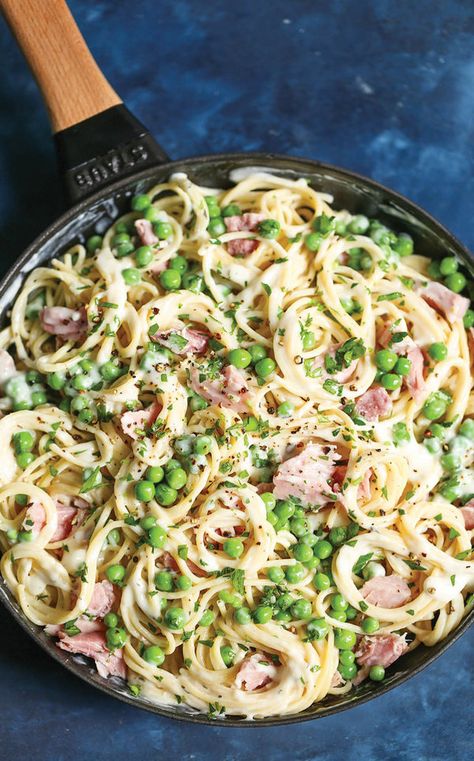 Here are some of the best leftover ham recipes ever. Ham And Peas Pasta, Ham Peas And Pasta, Ham Recipes Healthy, Garlic Parmesan Cream Sauce, Pasta And Peas, Ham And Peas, Peas Pasta, Pasta With Garlic, Ham Dishes