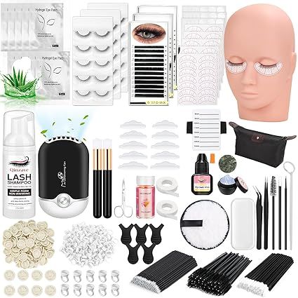 Beginners Eyelash Extension Kit with Lash Mannequin Head, Eyelash Extension Practice Starter Kit with Everything USB Fan Lash Glue False Eyelash Lash Shampoo Lash Mannequin, Eyelash Application, Lash Kit, Applying False Eyelashes, Eyelash Extension Kits, Mannequin Head, Mannequin Heads, Lash Glue, Fake Eyelashes