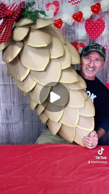 860 likes, 21 comments - captainjeffmackay am January 5, 2024: "Lets make a giant cardboard pine cone ❤️#cardboardcrafts #cardboard #giantcrafts #diy #crafts #valentines #pinecone #cottagecore". Christmas Giant Ornaments, Diy Giant Pinecones, Giant Pinecones Ideas, Giant Paper Pinecones, Giant Pine Cones Decorating Ideas, Giant Paper Christmas Tree, Big Diy Christmas Decorations, Large Scale Christmas Decorations Diy, Paper Pinecones Diy