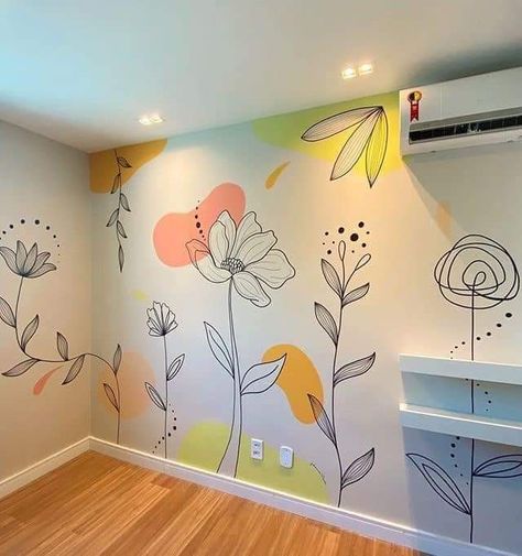 Paint Of Wall, Painting Ideas In Room, Room Decor Painting Ideas, Paint Wall Designs, Mural Wall Art Ideas, Room Mural Ideas, Wall Painting Ideas Creative, Simple Wall Paintings, Living Room Murals