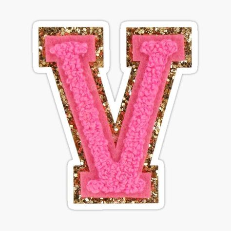 preppy hot pink varsity letter V Preppy Pink Varsity Letter, Travel Fonts, Pink Wallpaper Quotes, Cow Tattoo, Pantone Swatches, Preppy Shorts, Preppy Stickers, Preppy Pink, Varsity Letter