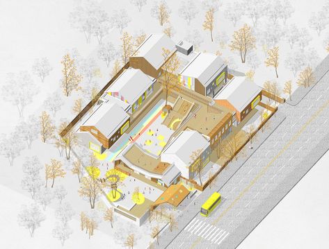 Urban Village, Facade Material, Kindergarten Design, Concept Diagram, Architecture Rendering, Diagram Architecture, Architecture Presentation, Futuristic Architecture, School Architecture