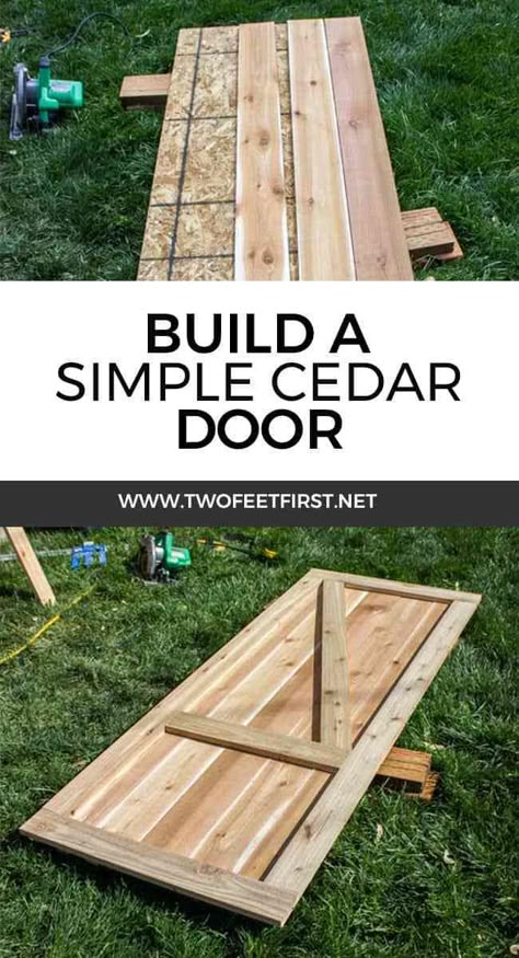 Cedar Shed, Build A Door, Cedar Door, Shed Door, Build Your Own Shed, Shed Construction, Building A Door, Firewood Shed, Door Diy