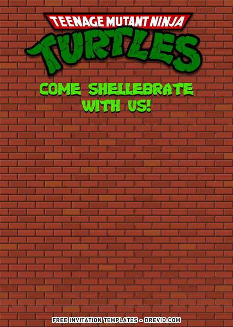 Ninja Turtle Invitations Template, Turtle Birthday Theme, Turtle Invitations, Ninja Turtle Birthday Theme, Ninja Turtle Theme Party, Ninja Turtle Invitations, Birthday Scrapbook Pages, Awesome Party Ideas, Ninja Turtles Birthday