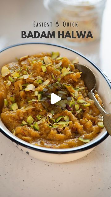 Rekha Kakkar on Instagram: "#HalwaKaJalwa Series: Tag a halwa lover who wants a quickest possible Badam halwa Recipe because this is Hands down on of the easiest way to make almond Halwa or Badam Halwa. Let me show you how to make it in under 20 minutes and with the perfect texture.

INGREDIENTS 

1cup Almond flour 
1.2 cup milk 
1/4 cup ghee 
1/4 cup jaggery or sugar 
1/2 teaspoon cardamom powder 
20 strands saffron 
Sliced pistachios 

Use only almond flour not almond meal. 
Keep the heat lowest while roasting otherwise almond flour burns very quickly 
while adding milk keep it stirring for preventing formation of lumps 

#halwa #halwarecipe #badam #almond #dessert #dessertlover #desserts #sweettooth #sweet #mithai #tasty #reelsinstagram #reels #reelsvideo #eeeats" Badam Halwa With Almond Flour, Badam Halwa Recipes, Almond Halwa, Sweet Mithai, Badam Halwa, Pav Recipe, Halwa Recipe, Almond Powder, Almond Meal