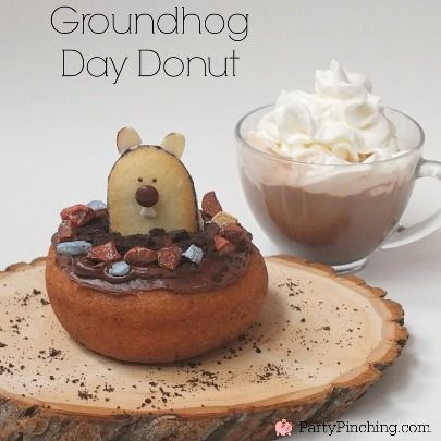 groundhog's day donuts and hot chocolate fun and easy groundhog's day sweet treats and fun for kids snack foods cute breakfast with Punxsutawney Phil Groundhog Day Snacks, Ground Hogs, Random Holidays, Groundhog Day Activities, Rug Rats, Cute Breakfast, Kids Snack Food, Ground Hog, Punxsutawney Phil