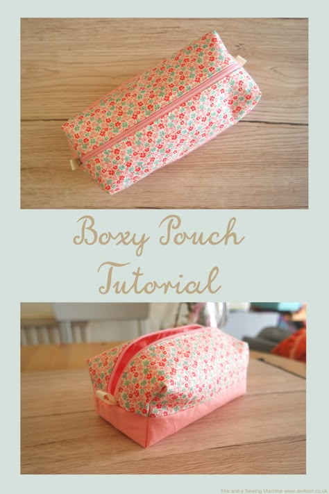 Boxy Pouch Tutorial - Boxy Pouch, Thing To Make, Handbag Sewing Patterns, Boxy Bags, Pouch Sewing, Zipper Pouch Tutorial, Pouch Tutorial, Bag Pattern Free, Flower Quilts