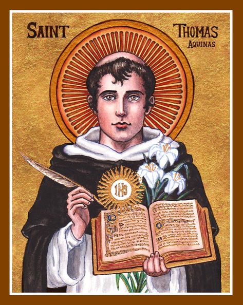 St. Thomas Aquinas icon by Theophilia on deviantART ~ watercolor, ink & gold leaf St Thomas Aquinas, Saint Thomas Aquinas, Thomas Aquinas, Religious Pictures, Catholic Images, Christian Theology, San Francesco, Religious Images, Religious Icons