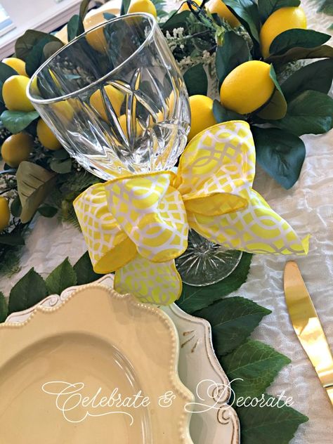 Yellow party tablescape Luncheon Party Favors, Limoncello Party, Lemon Bridal Shower Ideas, Citrus Themed Party, Luncheon Themes, Italian Birthday Party, Luncheon Decor, Lemon Tablescape, Christmas Cooking Ideas