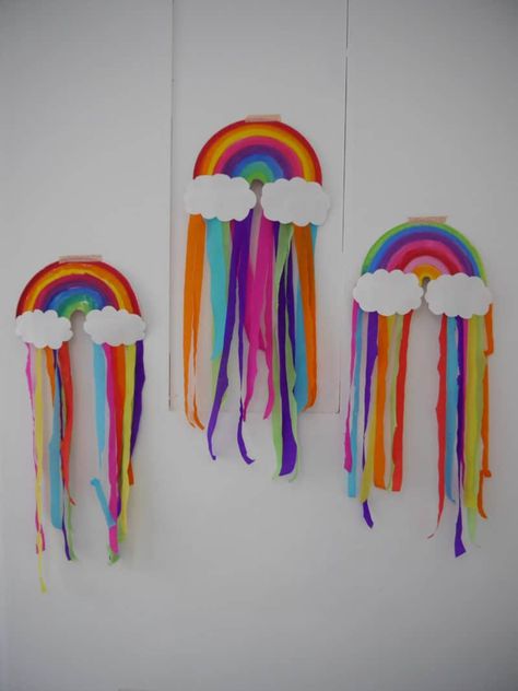 Mobile Craft, Rainbow Diy, Rainbow Pictures, Rainbow Paper, Toilet Paper Roll Crafts, Rainbow Crafts, Paper Roll Crafts, Decoration Photo, Rainbow Decorations