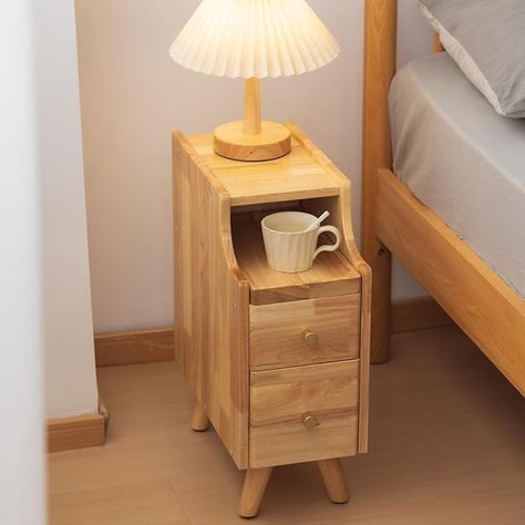 Amazon.com: SOBIBO Small Nightstand, Narrow Nightstand, Solid Wood Night Stand, Narrow Side Table for Living Room, Small Spaces, Couch, Nature Color 7.87in Wide : Home & Kitchen Small Nightstand Ideas Diy, Small Nightstand Ideas, Nightstand Ideas Diy, Nightstand Narrow, Wood Night Stand, Narrow Nightstand, Side Table For Living Room, Narrow Side Table, Small Nightstand