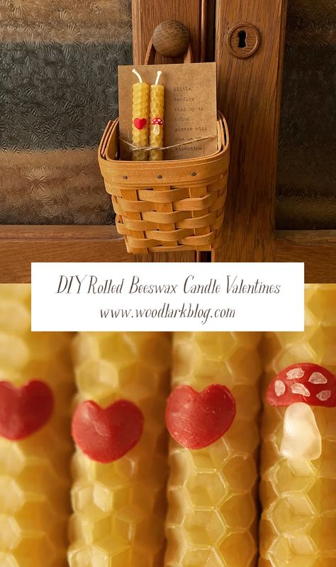 DIY Hand-Rolled Beeswax Candle Valentines – Woodlark Blog – Woodlark Blog Rolled Beeswax Candles Diy, Waldorf Valentines, Woodlark Blog, Rolled Beeswax Candles, Beeswax Candles Diy, Rolled Candles, Hand Dipped Candles, Valentine Cards Handmade, Beeswax Candle