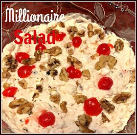 Sweet Tea and Cornbread: Millionaire Salad!!! Millionaire Salad, Dessert With Marshmallows, Pistachio Ambrosia, Ambrosia Dessert, Dessert Salad Recipes, Millionaire Pie, Congealed Salad, Sliced Peaches, Fluff Desserts