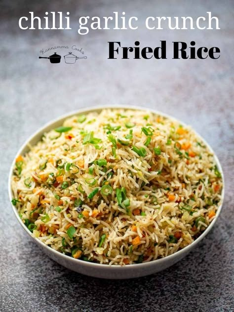 Burnt Garlic Fried Rice Recipe, Cooked Rice Recipes, Vegetarian Biryani, Savoury Rice, Rice Stir Fry, Asian Sides, Asian Bridal Hair, Mixed Rice, Rice Fried