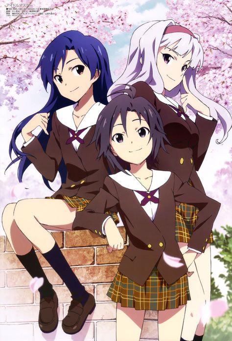 The iDOLM@STER (アイドルマスター) - Makoto Kikuchi, Chihaya Kisaragi, Takane Shijou Chihaya Kisaragi, Takane Shijou, Watchful Eye, Anime Friendship, Production Studio, Manga Cosplay, 5 Seconds, Anime Figures, Anime Movies