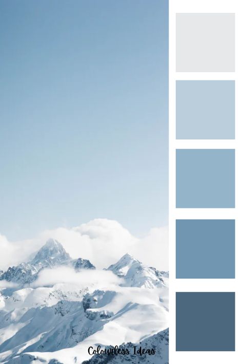 Pale Blue Color Scheme, Blue Colour Platette, Icy Color Palette, Grey Color Pallets, Blue Color Pallet, Monochromatic Interior Design, Arte Jazz, Blue Interior Design, Powder Blue Color