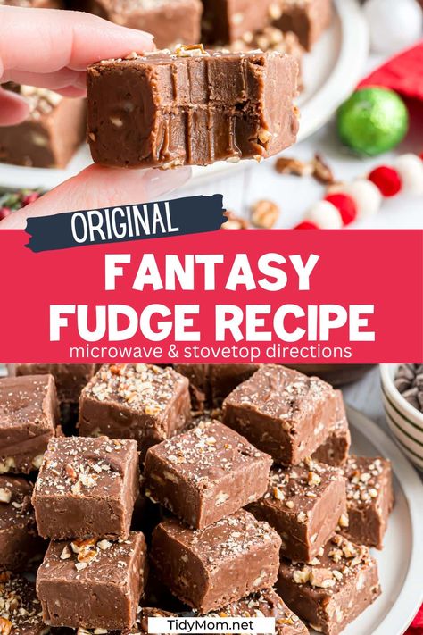 Experience the magic of Microwave Fantasy Fudge, blending the richness of marshmallow cream and chocolate chips. A delightful holiday treat that turns out perfect every time! They’re going to love it! PRINTABLE RECIPE for Microwave and Stovetop DIRECTIONS at TidyMom.net Microwave Fantasy Fudge Recipe, Jetpuffedmarshmellows Fantasy Fudge, Fantasy Fudge Marshmallow Cream, Microwave Fudge Recipes, Microwave Candy, Fudge With Marshmallow Cream, Original Fantasy Fudge Recipe, Fantasy Fudge Recipe, Fantasy Fudge