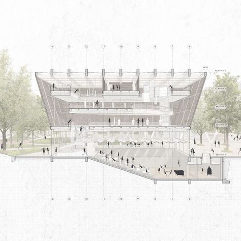 Illustrated Section Architecture, Axonometric Exploded Architecture, Situation Architecture Plan, Atmospheric Section Architecture, Section Perspective Architecture Drawing, Longitudinal Section Architecture, Section Cut Architecture, Perspective Section Architecture, Section Perspective Architecture