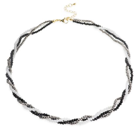 PRICES MAY VARY. Trendy triple layered twisted gemstone necklace, simple and elegant, with three-color statement crystal chain, a sparkly handmade black white and silver natural stone beads choker, suitable to show your charm in this summer. Delicate sparkly crystal choker, circumference approximately 10 inches, adjustable to 14 inches, perfect for stacking, a graceful accessory for daily wearing, special holiday party, music festivals, etc. Gorgeous triple twisted y2k natural stone necklace, gr Black Beads Bracelet, Easy Necklace, Twisted Necklace, Black Beaded Necklace, Silver Beaded Necklace, Beads Choker, Layered Choker Necklace, Black Beaded Bracelets, Party Music