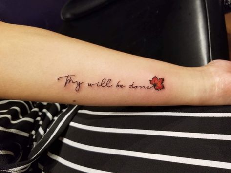 Your Will Be Done Tattoo, Thy Will Be Done Tattoo, Your Will Be Done, Bible Verse Tattoos, Verse Tattoos, Cross Tattoos For Women, Cross Tattoos, Thy Will Be Done, Inked Tattoo