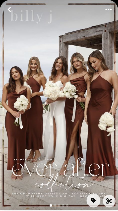 Brown Formal Dresses, Bridesmaid Colours, Brown Bridesmaid Dresses, Bridesmaid Dressing Gowns, Leg Split, Bridesmaid Dress Colors, Wedding Vibes, Wedding Bridesmaid, Matches Fashion