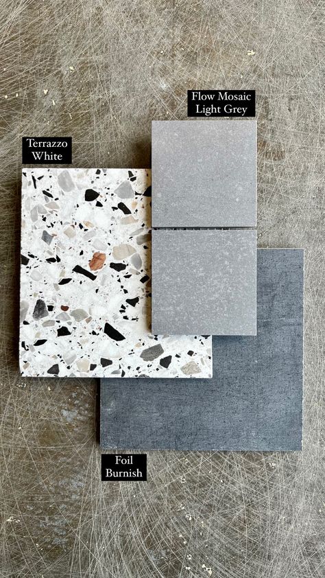 Tiles: Terrazzo White. Flow Mosaic Light Grey. Foil Burnish. | Tile Inspiration | Bathroom | Kitchen | Living Room | Interior Design | Home Remodel | Commercial Design | Restaurant Design Light Grey Floor Bathroom, Bathroom With Terrazzo Tiles, Texture Tile Bathroom, Bathroom Design Terrazzo, Grey Floor Tiles Bathroom, Terrazo Bathroom Flooring, Light Grey Tile Bathroom, Terrazzo Bathroom Ideas, Light Grey Bathroom Tiles