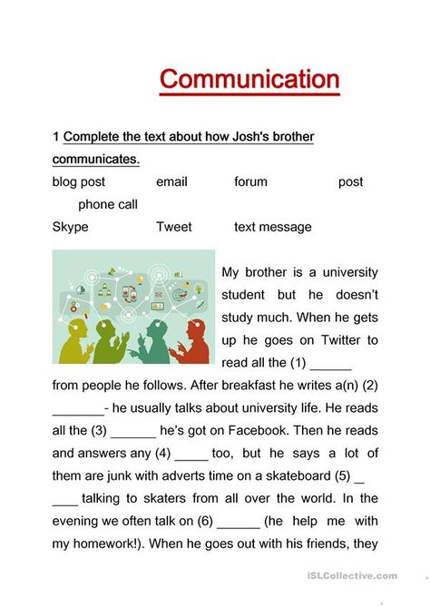 communication - English ESL Worksheets Types Of Communication Worksheets, Communication Worksheets For Kids, Means Of Communication Worksheets, Communication Worksheets, Communication English, History Of Communication, Types Of Communication, Worksheets For Adults, English Communication