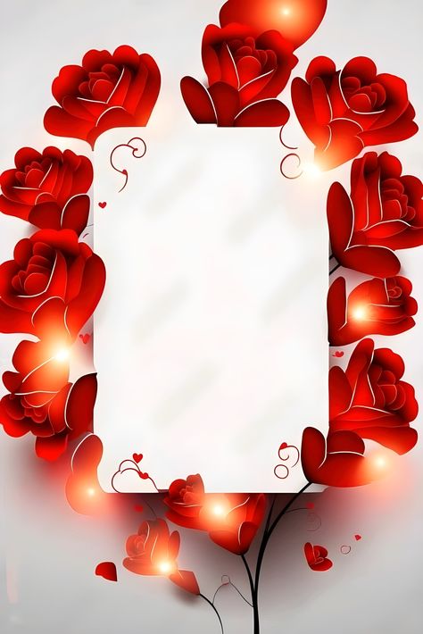 Foam Flower Bouquet, Valentine Frame Backgrounds, Red Flower Background Design, Saraswati Painting, Red Floral Background Design, Red Flower Invitation Template, Red Flower Frame Background, Photoshop Backgrounds Backdrops, Eid Card Designs