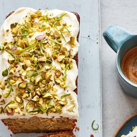 BBC Good Food on Instagram: "Make your next bake seasonal and add in courgettes – you can't taste them, but they do create a light texture in our courgette & lime cake. Recipe linked in our bio. #bbcgoodfood #bbcgoodfoodrecipes #courgetterecipes #seasonal #baking #easybakes #loafcakes" Courgette And Lime Cake, Pistachio Cakes, Gluten Free Vegan Cake, Pistachio Loaf, Courgette Cake, Courgette Recipes, White Chocolate Buttercream Frosting, Cake Mom, Butter Rolls