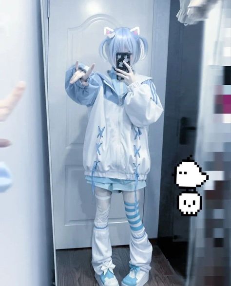 일본 패션, Light Blue Aesthetic, Yami Kawaii, Fashion Aesthetics, J Fashion, Really Cute Outfits, Kawaii Clothes, Harajuku Fashion, Cute Fits