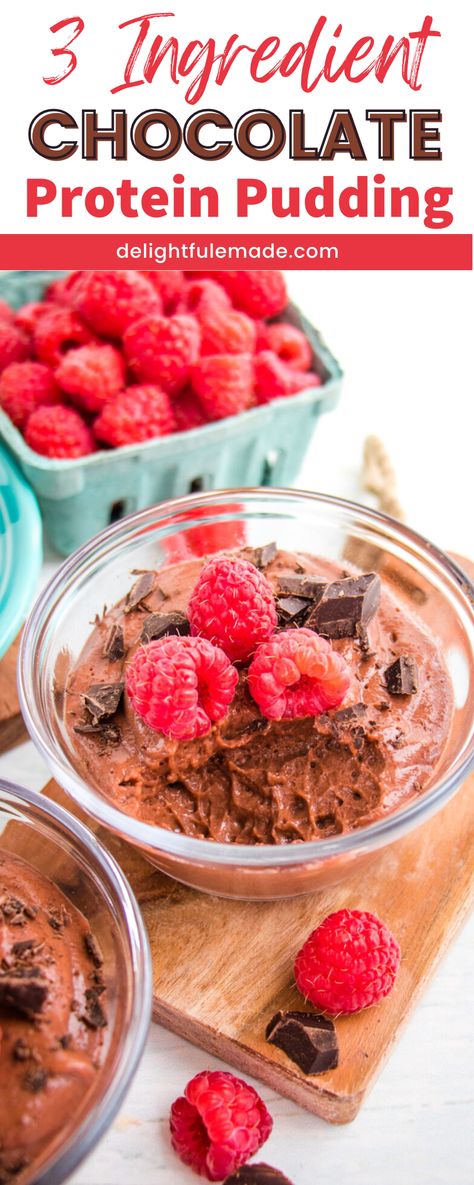 3 Ingredient Chocolate Protein Pudding is made with high protein ingredients, this protein pudding takes just 5 minutes to make. Best of all, you can customize your chocolate treat with numerous toppings. This healthy snack is the perfect way to indulge and stay on track with your healthy eating goals. If you’re trying to keep your snacking on the healthier side, but still craving something chocolaty, this chocolate protein pudding is for you. Protein Chocolate Pudding, Healthy Chocolate Pudding Recipe, Protein Pudding Recipe, Chocolate Protein Pudding, Cleansing Diet, 20 Grams Of Protein, Snacks Kids, Avocado Chocolate Mousse, High Protein Desserts