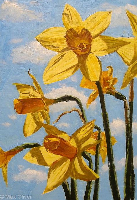 Painted Daffodils Acrylic, Daffodil Flower Painting, Daffodil Oil Painting, Daffodil Painting Easy, Daffodil Painting Acrylic Easy, Daffodil Paintings, Daffodils Drawing, Daffodil Wallpaper, Daffodil Illustration