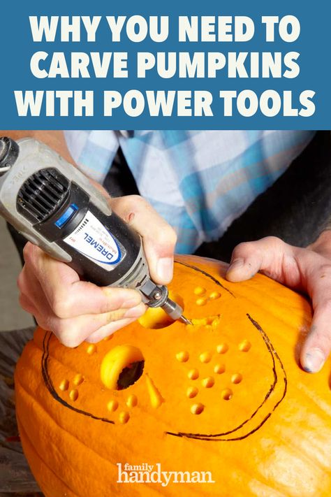 Why You Need to Carve Pumpkins with Power Tools Dremel Pumpkin Carving, Carving A Pumpkin, Dremel Ideas, Dremel Tool Projects, Pumpkin Carving Tools, Pumpkin Carving Kits, Pumpkin Carving Contest, Pumpkin Carving Designs, Halloween Pumpkin Carving