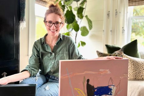 We spoke to Texas artist April Sanders about how her hobby became a career, the challenges of abstract painting, and how she makes it all happen as a mom of two. Meet this inspiring Southern artist, and enter to win a piece of her work! Deckled Edge Paper, Child Life Specialist, Southern Artist, Floral Design Classes, Texas Artist, Value In Art, Abstract Words, Community Art, Oil Pastel