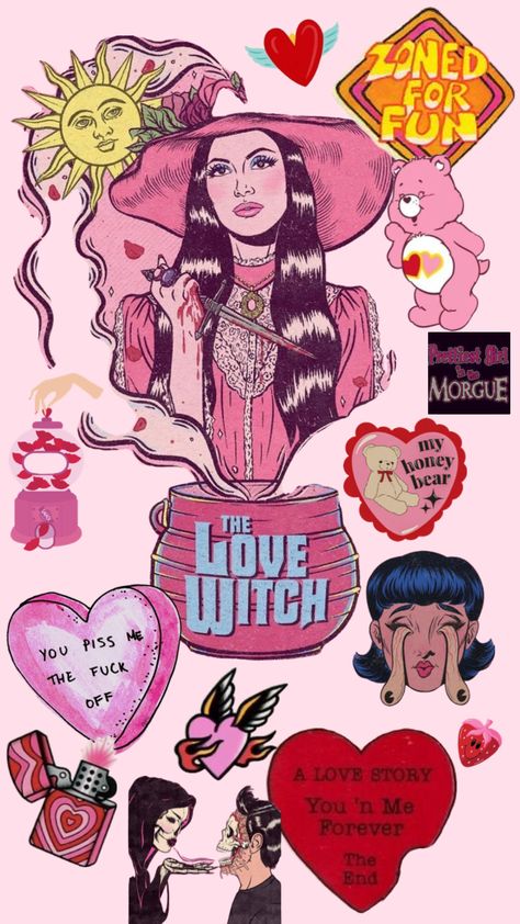 it’s giving mood swings #love #red #hearts #pink #heart #spooky #girl Spooky Love Art, The Love Witch Tattoo, Love Witch Tattoo, Elaine Parks, Movie Suggestions, The Love Witch, Pink Witch, Care Bears Cousins, Witch Tattoo