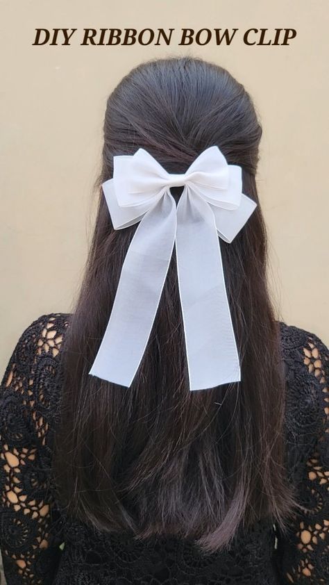 Bloomy | Ready to see a ribbon transform into something amazing 🎀🤍 Watch me create a stylish hair bow clip and get inspired to make your own.… | Instagram Diy Ribbon Hair Clips, Diy Hairbow, Diy Hair Clip, Hair Bows Diy Ribbon, Cute Hair Clips, Bows Diy Ribbon, Hair Bow Clip, Accessories Cute, Scrunchie Hair