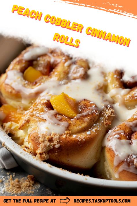 Indulge in the perfect blend of summer peaches and cozy spices with our Peach Cobbler Cinnamon Rolls recipe. These fluffy rolls are filled with juicy peach chunks and a hint of cinnamon, creating a delightful twist on a classic dessert. Perfect for brunch or a sweet afternoon treat, this recipe is a must-try for those who love comforting and fruity flavors. Follow our step-by-step guide to bring a taste of homemade warmth to your kitchen effortlessly. Discover baking bliss with each bite of these delicious, golden Cinnamon Rolls With Peach Pie Filling, Peach Cinnamon Rolls Easy, Peach Sweet Rolls, Peach Cobbler Cinnamon Rolls Recipe, Flavored Cinnamon Rolls, Peach Danish, Peach Cobbler Cinnamon Rolls, Fluffy Rolls, Peach Pie Filling