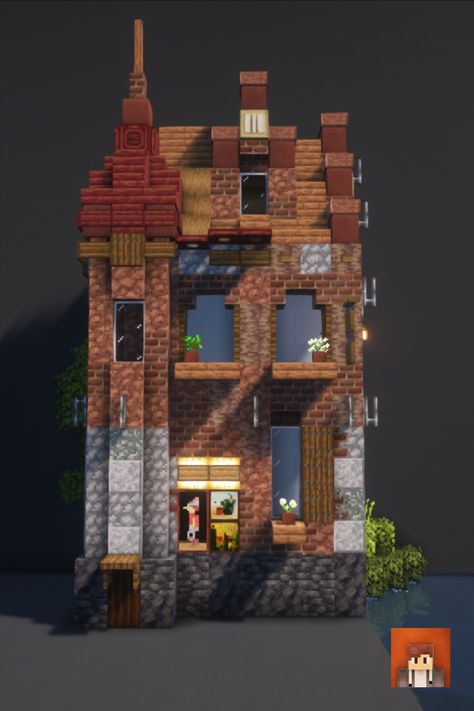 This is the side from a building in another pin with rowhouses along the river. The texture pack I use is 'Stay True' and shaders 'complementary shaders' #Minecraft #MinecraftBuilds #MinecraftHouse #minecraftbuildingideas #Victorian #MinecraftBase #fantasy #minecraftcastle #MinecraftVictorian Art Nouveau Minecraft, Minecraft Alleyway, Minecraft Victorian Greenhouse, Minecraft Warehouse, Minecraft Gazebo, Minecraft Tavern, Minecraft Victorian, Minecraft Industrial, Victorian Row House