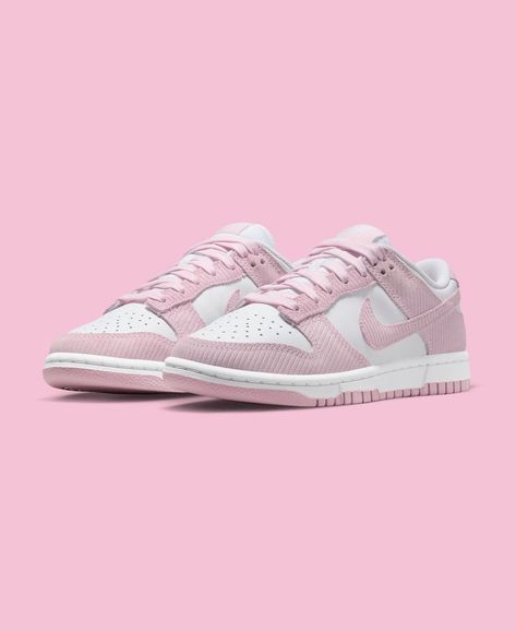 First Aesthetic, Sneakers Instagram, Nike Dunks Low, Aesthetic Sneakers, Low Dunks, Dunks Low, First Looks, Pink Texture, Pink Corduroy