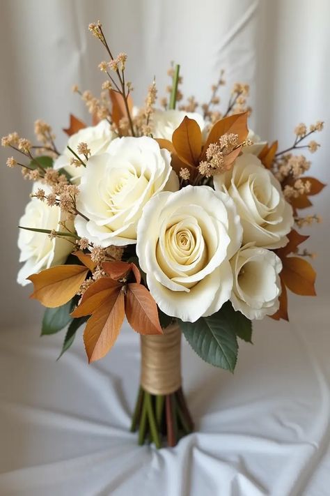 23 Fall Wedding Bouquets Ideas for Your Special Day Orange And White Rose Bouquet, Simple Elopement Bouquet, Fall Floral Bouquets, Fall Wedding Flower Arrangements, Fall Bouquet Wedding, Burnt Orange Bridal Bouquet, November Wedding Flowers, Wedding Flower Arrangements Fall, Fall Wedding Colors October