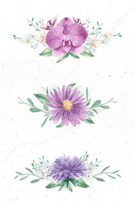 Purple flower elements on white background vector set | premium image by rawpixel.com Indian Flowers, Violet Flower, Beige Background, Nature Images, Flower Illustration, Free Illustrations, Purple Wedding, Aesthetic Iphone Wallpaper, Floral Wallpaper