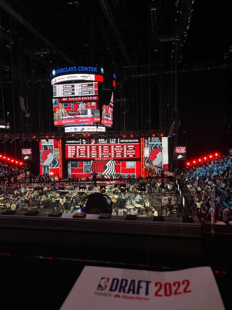 Brooklyn, NY for 2022 NBA Draft feat. Portland Trailbalzers. Our media seat to cover our universities two first-round picks. Nba Lifestyle, Sports Media, Barclays Center, Nba Pictures, Nba Draft, State Farm, Personality Type, 2024 Vision, Jdm Cars