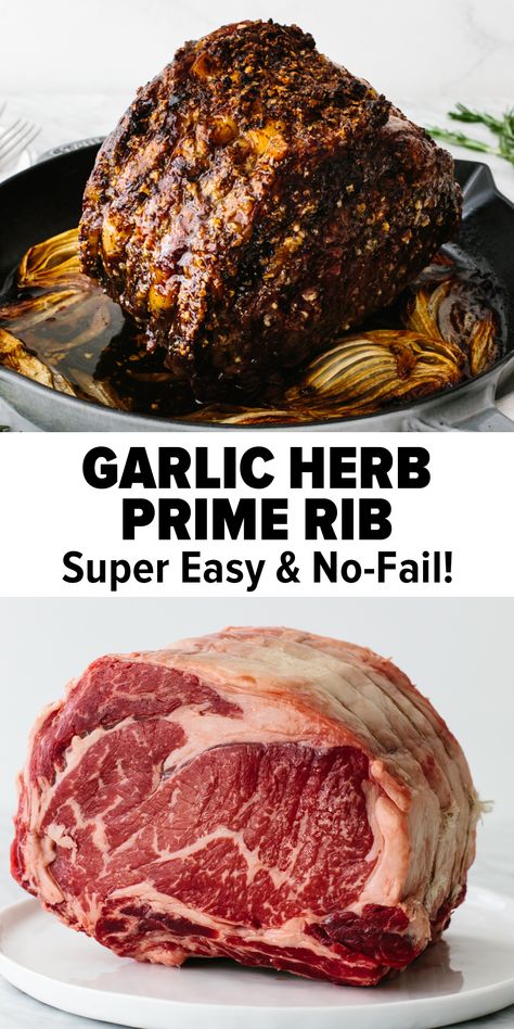 Garlic Herb Prime Rib, Prime Rib Steak, Prime Rib Roast Recipe, Cooking Prime Rib, Rib Roast Recipe, Rib Steak, Rib Recipe, Prime Rib Recipe, Roast Beef Recipes