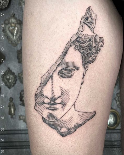 History Tattoo Ideas, Art History Tattoo, Mobile Tattoo, Sculpture Tattoo, History Tattoos, Statue Tattoo, Tattoo Zeichnungen, Forearm Tattoo Design, Broken Soul